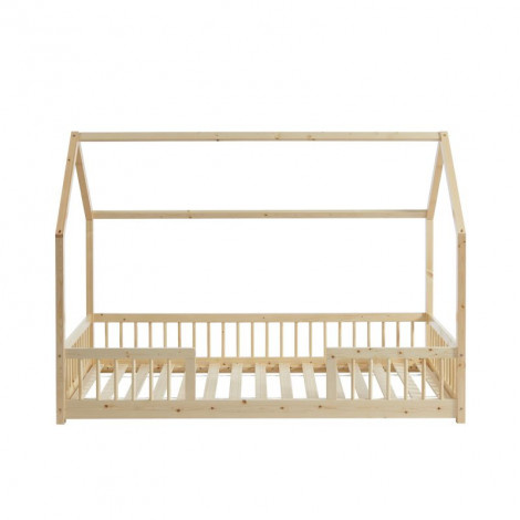 Lit cabane avec barrières TINY pin massif 90x190 sommier inclus|Lit|Baita Home