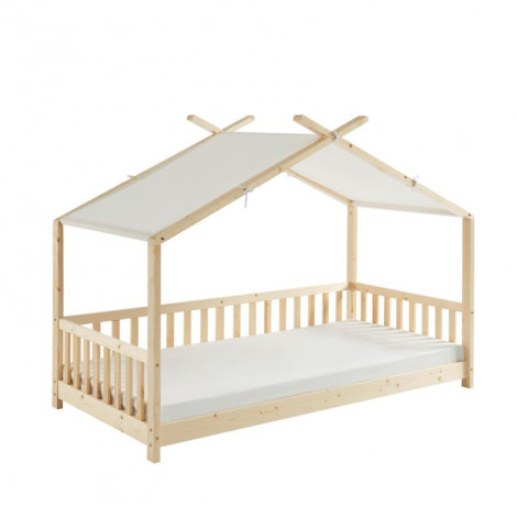 Lit tente TINY pin massif 90x190 sommier et barrières inclus|Lit|Baita Home