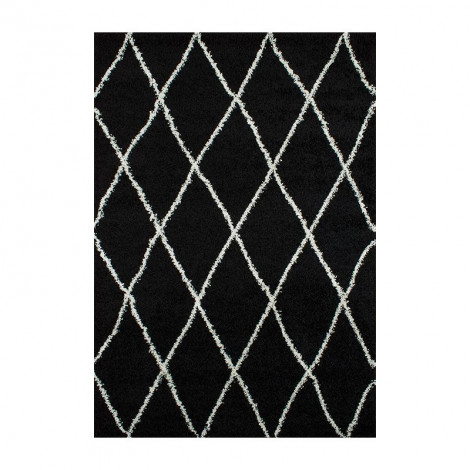 Tapis THEA noir motif losange 80x140 cm|Tapis|Baita Home