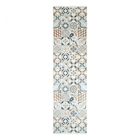 Tapis de cuisine YARA marron motif carreaux de ciment 80x300cm|Tapis|Baita Home