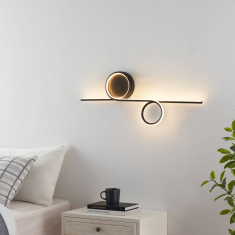 Applique double cercle LED noir minimaliste - Celi|Appliques murales|Kosilum
