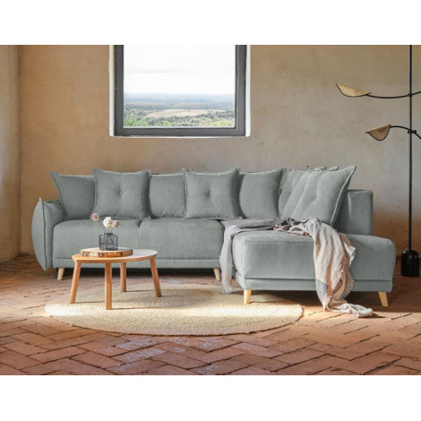 Lena - canapé d'angle droit convertible - 5 places - gris clair - style scandinave|Canape|BestMobilier