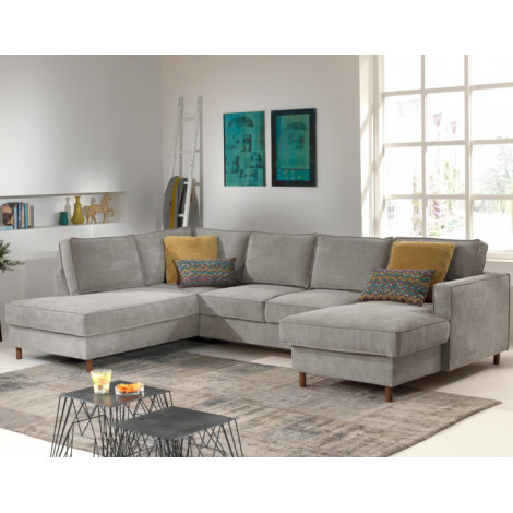 Jake - canapé panoramique d'angle gauche - convertible avec coffre - 7 places - en velours côtelé|Canape|BestMobilier