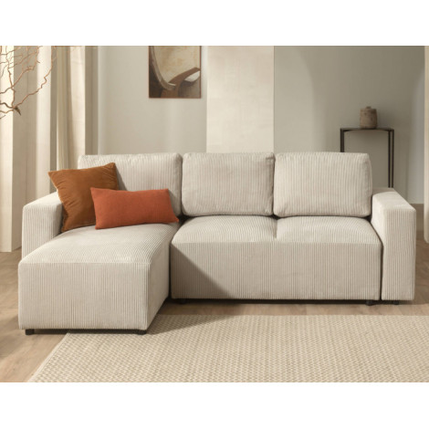 Livy - canapé d'angle convertible et coffre - réversible - en velours côtelé - 4 places|Canape|BestMobilier