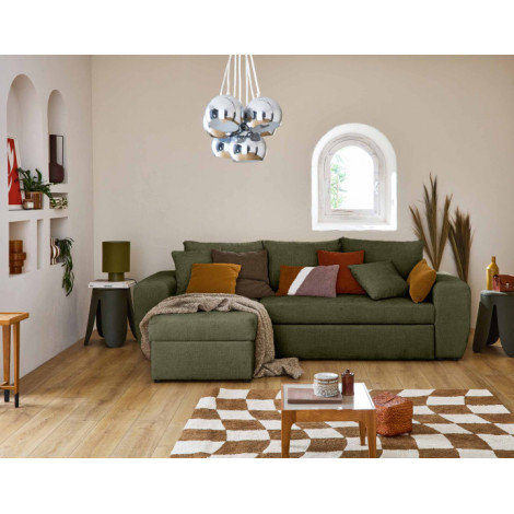 Milan - canapé d'angle réversible 4 places - convertible avec coffre - en velours texturé|Canape|BestMobilier