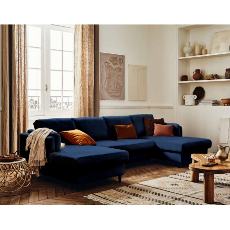 Brooke - canapé panoramique en U - 7 places - convertible avec coffre - en velours|Canape|BestMobilier