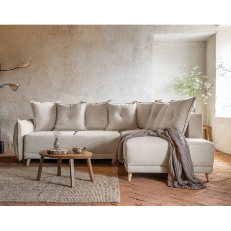 Lena - canapé d'angle droit 5 places - convertible avec coffre - en velours côtelé|Canape|BestMobilier