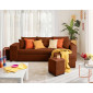California - canapé d'angle réversible 4 places - convertible avec coffre, étagère et poufs - en velours texturé|Canape|BestMobilier