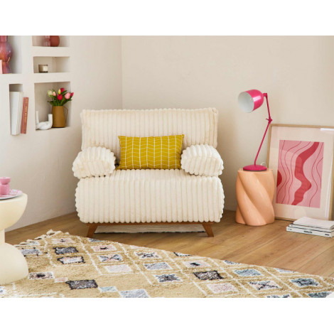 Cristal - fauteuil - convertible avec coffre - en fausse fourrure côtelée|Fauteuil / Chauffeuse|BestMobilier