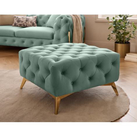 Camden - pouf chesterfield en velours - pieds en métal doré|Banquettes / Bancs / Poufs|BestMobilier