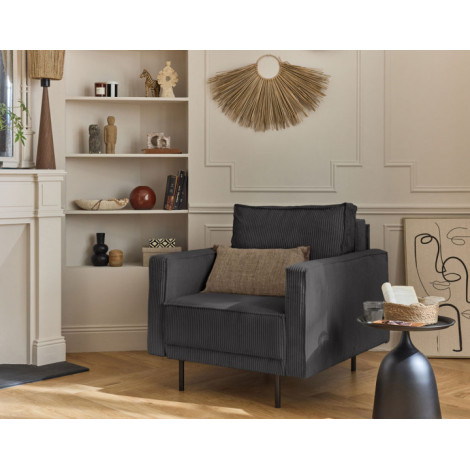 Charlie - fauteuil - pieds hauts - en velours côtelé|Fauteuil / Chauffeuse|BestMobilier