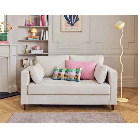 Anna - canapé droit 2 places avec poche en velours - pieds en bois|Canape|BestMobilier