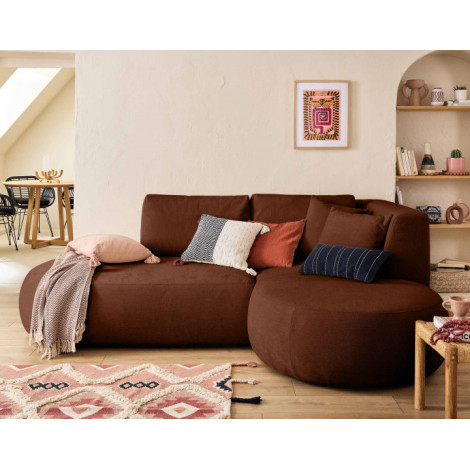 Santorini - canapé modulable d'angle droit + pouf - 4 places - en tissu texturé|Canape|BestMobilier