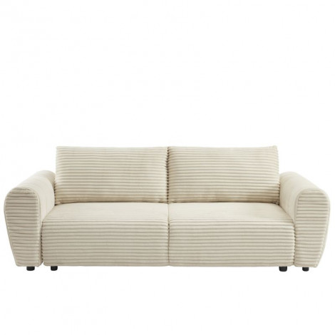 Canapé droit LOIC en velours côtelé beige fixe 3 places|Canape|Baita Home