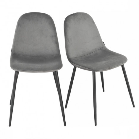 Lot 2 chaises en velours gris anthracite et pieds métal noir – BIBA 2|Chaise|Meuble et moi