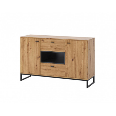 Odin - buffet bas - bois et métal noir - 135 cm - style industriel|Buffet|BestMobilier