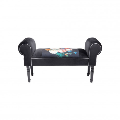 Banc Wing velours noir fleurs Kare Design|Banquettes / Bancs / Poufs|Kare