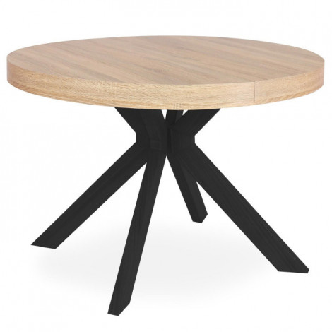 Table Ronde Extensible "Zefane" 160-260cm Noir & Chêne|Table|Paris Prix