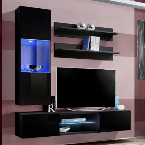 Meuble TV Mural Design "Fly XX" 170cm Noir|Meuble TV|Paris Prix