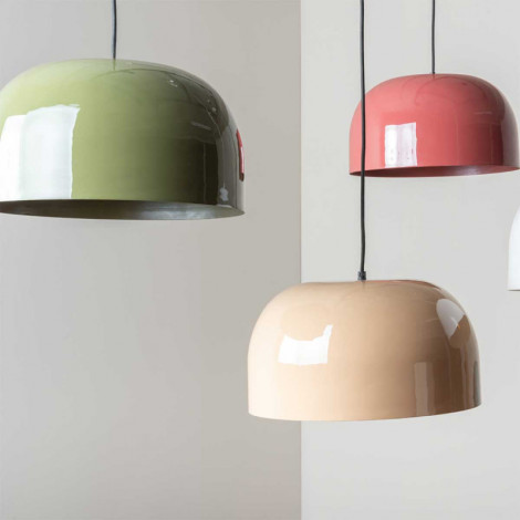 Suspension dôme vert en métal émaillé|Suspensions|Lampe Avenue