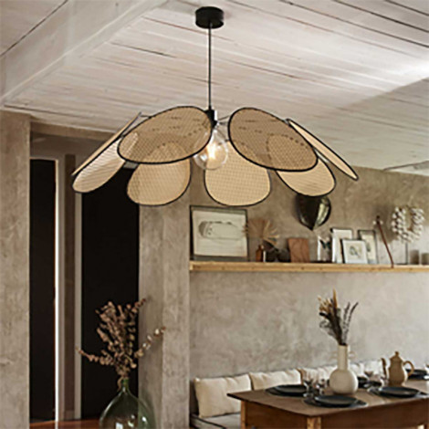 Tres grande suspension en métal et cannage|Suspensions|Lampe Avenue Tres grande suspension en métal et cannage|Suspensions|Lampe Avenue