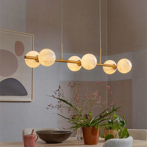 Lustre 6 globes en marbre|Suspensions|Lampe Avenue