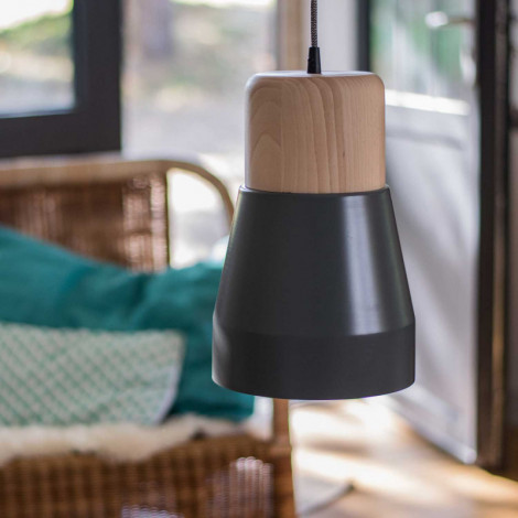 Suspension bois et métal gris|Suspensions|Lampe Avenue Suspension bois et métal gris|Suspensions|Lampe Avenue