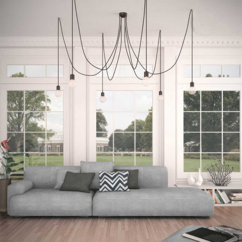 Suspension 6 fils tissus noirs|Suspensions|Lampe Avenue