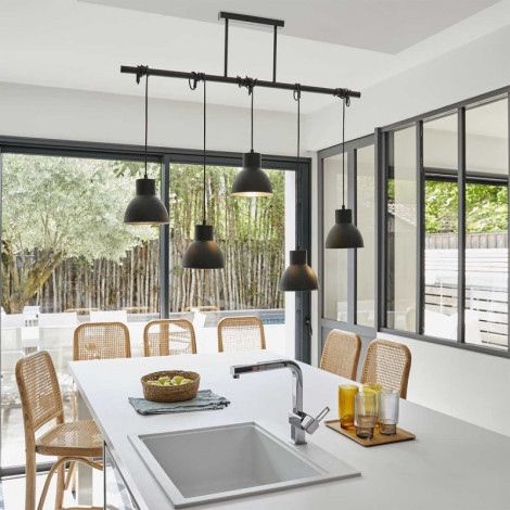 Suspension noire cinq abat-jour|Suspensions|Lampe Avenue Suspension noire cinq abat-jour|Suspensions|Lampe Avenue
