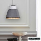 Suspension Singapour M 3 abat-jour cannage et lin lavé anthracite et blanc|Suspensions|Lampe Avenue
