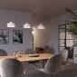 Lustre blanc avec son abat-jour coupe en céramique et finition en métal|Suspensions|Lampe Avenue