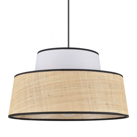 Suspension conique coton blanc et raphia|Suspensions|Lampe Avenue
