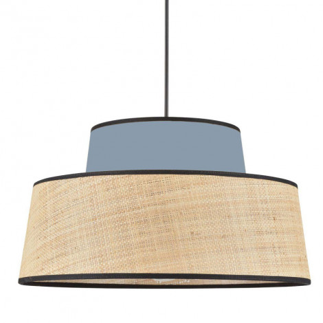 Suspension conique bleu pétrole et raphia|Suspensions|Lampe Avenue