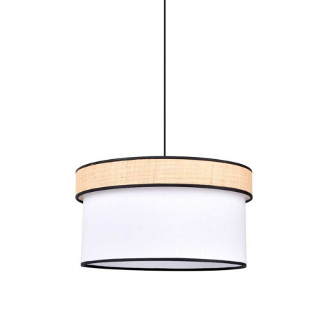 Suspension double abat-jour raphia et blanc|Suspensions|Lampe Avenue