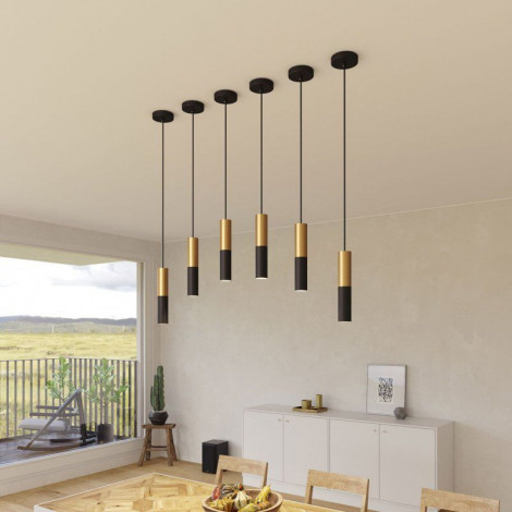 Suspension forme tube noir et or|Suspensions|Lampe Avenue
