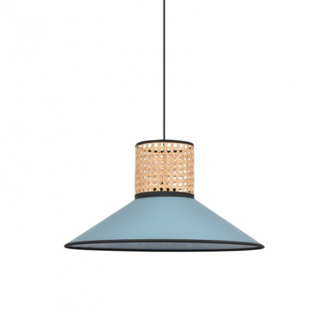 Suspension coton bleu et cannage|Suspensions|Lampe Avenue