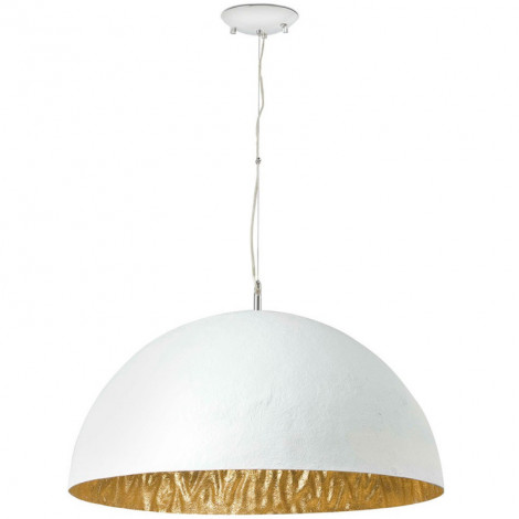 Grande suspension blanche et dorée en fibre de verre|Suspensions|Lampe Avenue Grande suspension blanche et dorée en fibre de verre|Suspensions|Lampe Avenue