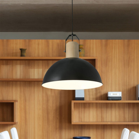 Suspension bois et métal noir déco|Suspensions|Lampe Avenue Suspension bois et métal noir déco|Suspensions|Lampe Avenue