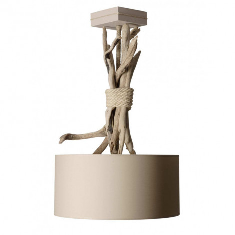 Suspension bois flotté abat-jour coton taupe|Suspensions|Lampe Avenue Suspension bois flotté abat-jour coton taupe|Suspensions|Lampe Avenue