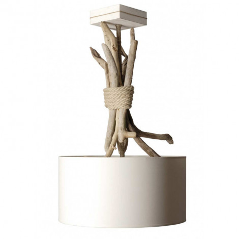 Suspension bois flotté abat-jour blanc|Suspensions|Lampe Avenue Suspension bois flotté abat-jour blanc|Suspensions|Lampe Avenue