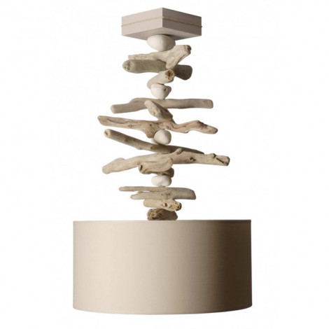 Suspension bois flotté galets abat jour taupe|Suspensions|Lampe Avenue Suspension bois flotté galets abat jour taupe|Suspensions|Lampe Avenue