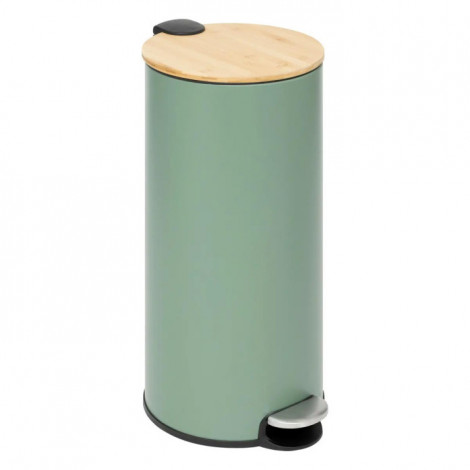 Poubelle en Métal & Bambou "Natureo" 30L Vert|Equipement de Cuisine|Paris Prix