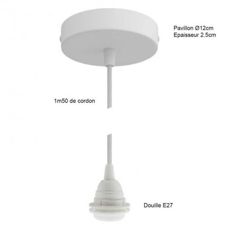 Suspension fil électrique tissu blanc pour abat-jour|Suspensions|Lampe Avenue Suspension fil électrique tissu blanc pour abat-jour|Suspensions|Lampe Avenue
