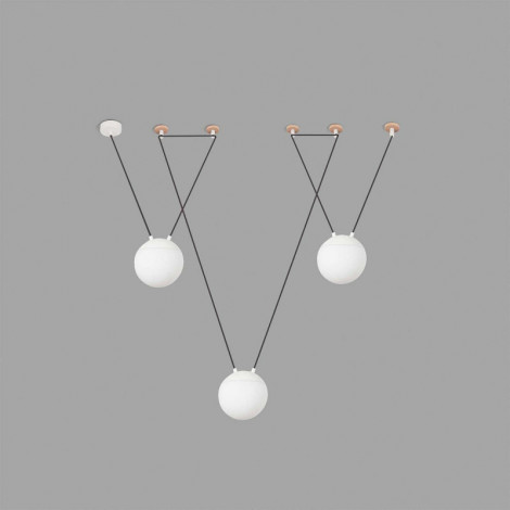Suspension déportée design 3 boules blanches|Suspensions|Lampe Avenue