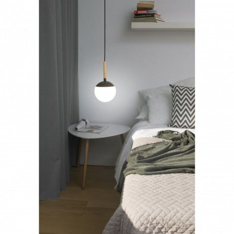 Suspension déportée design bois blanche et grise|Suspensions|Lampe Avenue