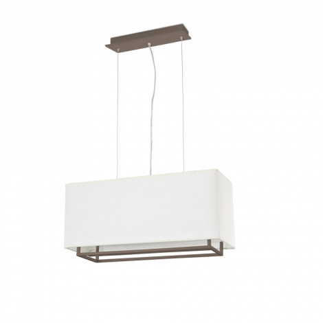 Suspension rectangulaire 60cm marron abat-jour crème|Suspensions|Lampe Avenue