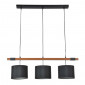 Suspension barre 3 abat-jour noir et bois|Suspensions|Lampe Avenue