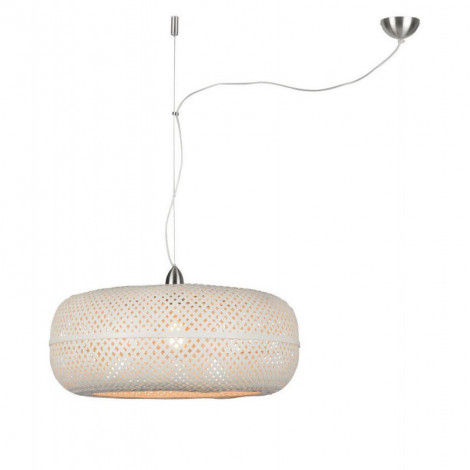 Suspension ronde en bambou blanc Ø60cm|Suspensions|Lampe Avenue