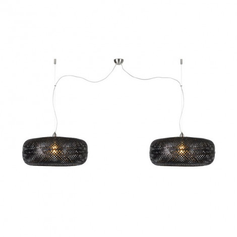 Suspension double noire en bambou Ø60cm|Suspensions|Lampe Avenue