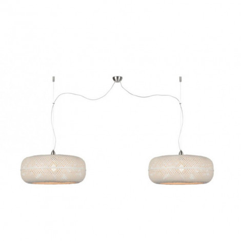 Suspension double en bambou blanc Ø60cm|Suspensions|Lampe Avenue